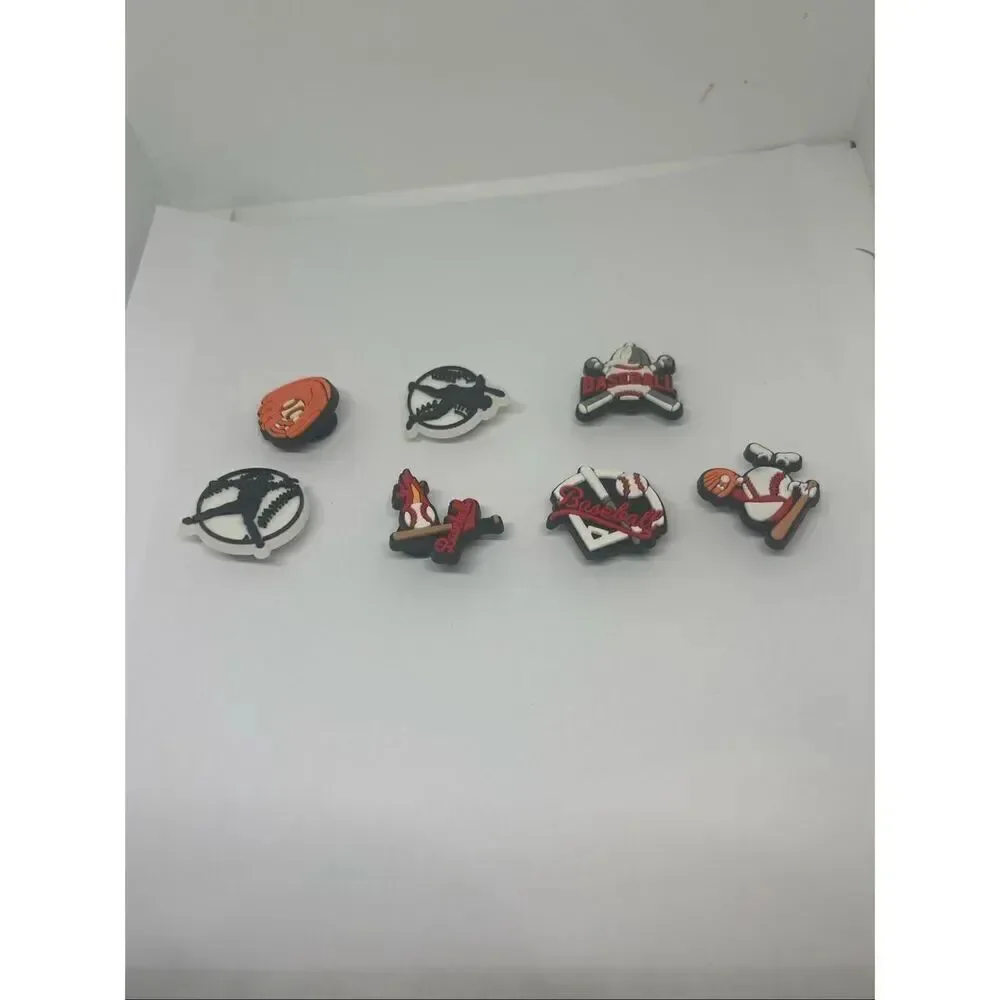 Set of 7 Baseball Shoe Charms / Bag Charms – Sports Theme Accessories